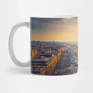 Foggy sunset view to the Eiffel Tower Mug